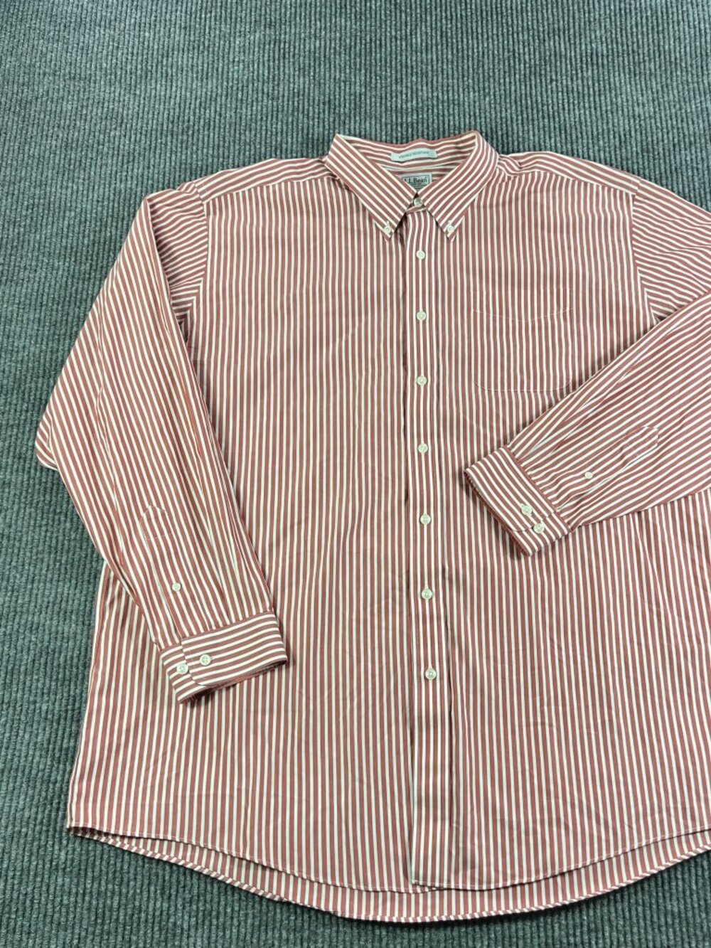 LL Bean Shirt Mens 2XL Striped Wrinkle Free 100% Cotton Button Down Long Sleeve